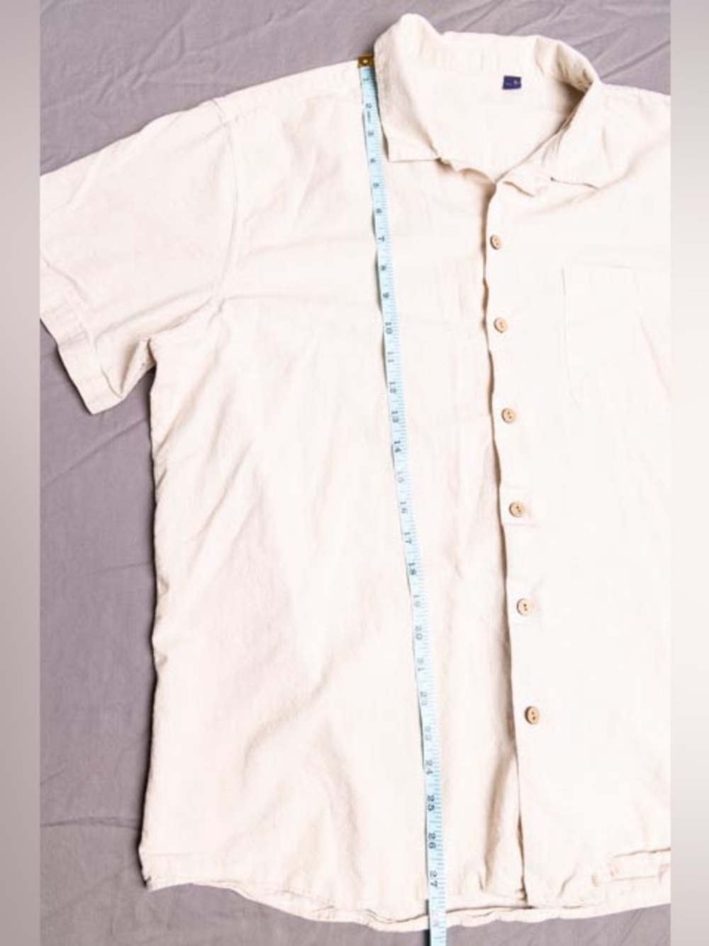 Design In Italy Luxury Mens XL Short Sleeve Shirt Cream Off White Linen Blend - Picture 4 of 7